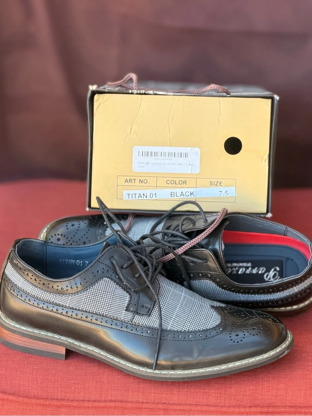 Titan Black and Gray Wingtip Brogue Oxfords